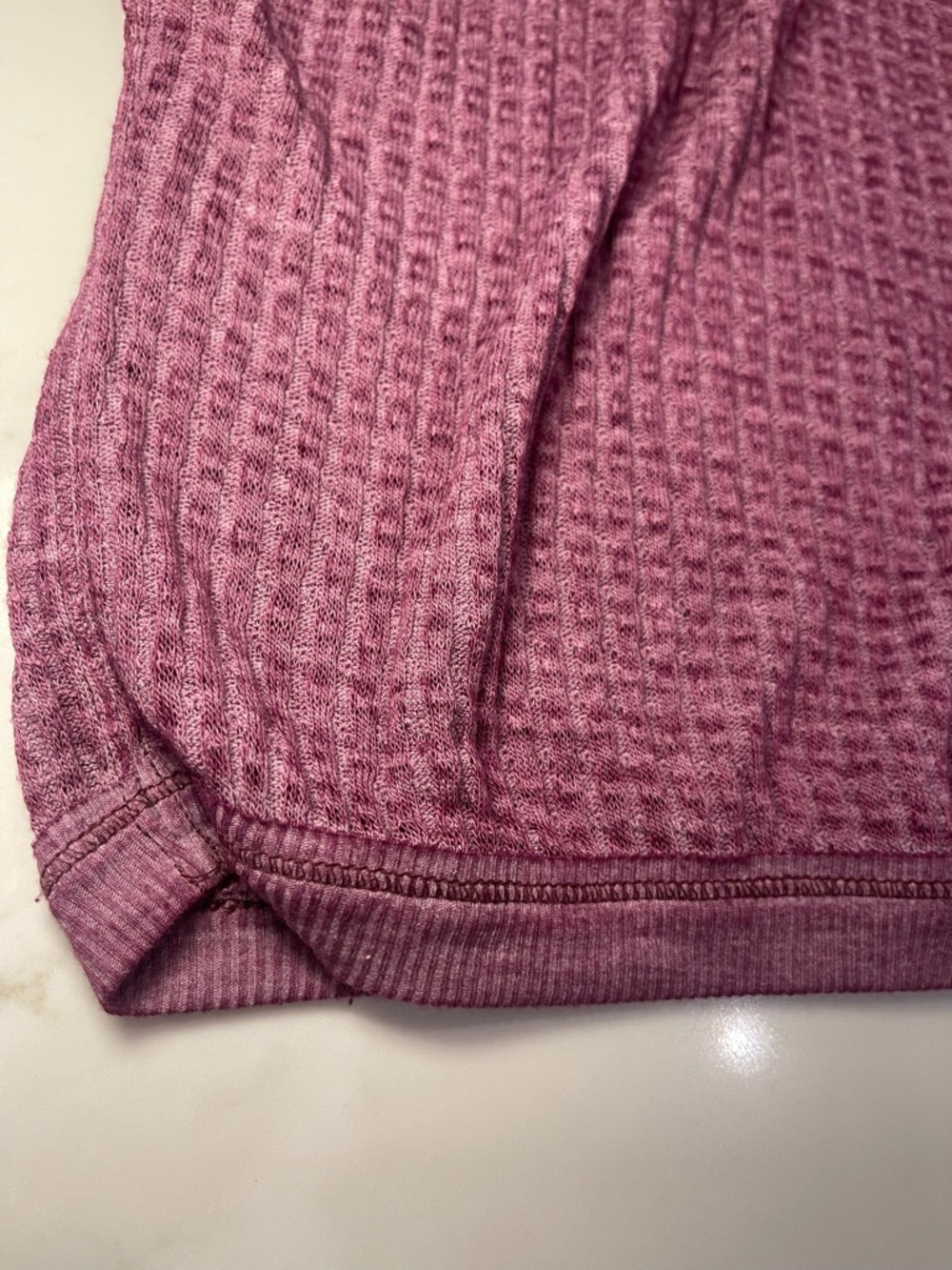 We The Free Women’s Waffle-Knit V-Neck Purple Top - Picture 7 of 16